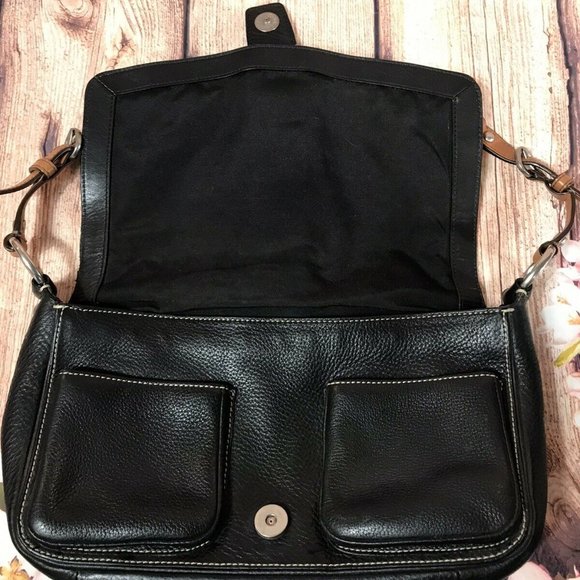 Black Leather Coach Shoulder Bag - Picture 3 of 4